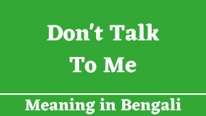 Don't Talk To Me Meaning in Bengali